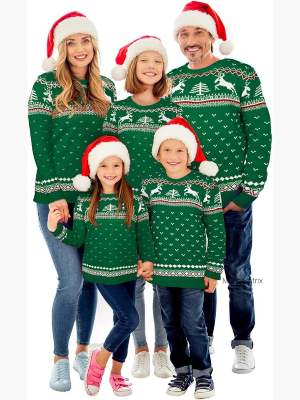 Ugly Christmas Sweater Matching Family Knit Pullover with Hat Holiday Jumper